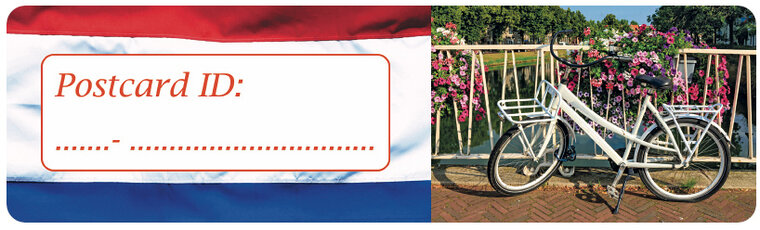 Postcrossing postcard ID stickers - 6x Flag Niederlande + Fahrrad