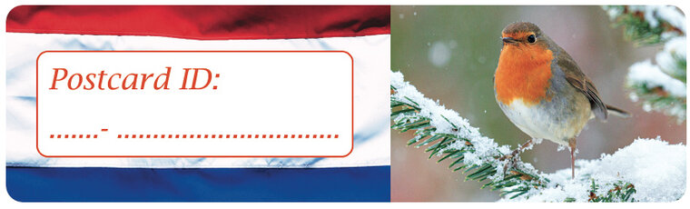 Postcrossing postcard ID stickers - 6x Flag Niederlande + Rothkelchen