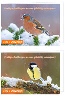 20 luxe kerstkaarten vink en koolmees - gevouwen kaarten met envelop (set nr. 115)