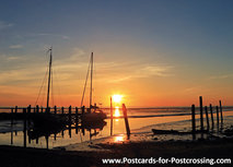 Sonnenaufgang Wattenmeer mit Segelboote Postkarte (0399) Sonnenaufgang Wattenmeer mit Segelboote Postkarte (0399)