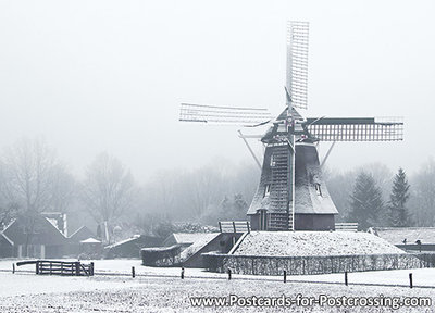 ansichtkaart winter Jantina, Hellingmolen Aalden, postcard winter landscape Jantina, Hellingmolen Aalden, Postkarte wint