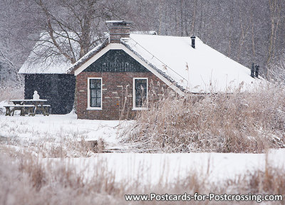 ansichtkaart boerderij in de sneeuw, Farm in the snow, Bauernhof im Schnee
