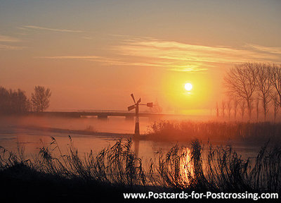 ansichtkaart zonsopkomst in de winter, winter postcard sunrise , Winter Postkarte Sonnenaufgang