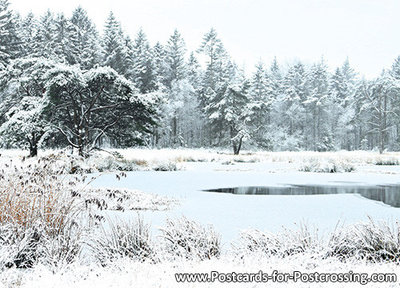ansichtkaart winters landschap, winter landscape postcard , Postkarte Winterlandschaft