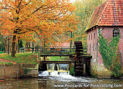 Herfstkaarten, ansichtkaart Berenschot's watermolen, Postcard watermill, Postkarte Wassermühle