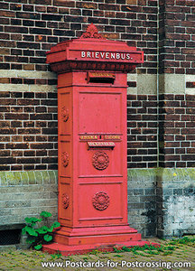 Ansichtkaart Nederlandse brievenbus, postcard Dutch mailbox, postkarte Niederländische Briefkasten