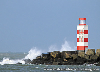 ansichtkaart Pier van IJmuiden, postcard lighthouse IJmuiden, postkarte leuchtturm IJmuiden