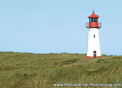 ansichtkaart vuurtoren List west Sylt, postcard lighthouse List west Sylt, postkarte leuchtturm List west Sylt