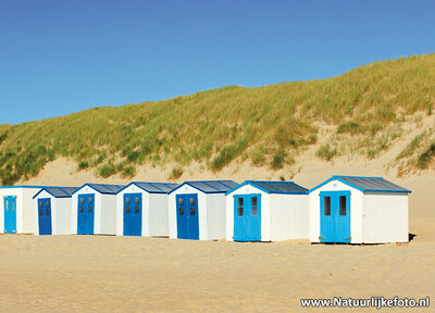 ansichtkaart strandhuisjes op Texel