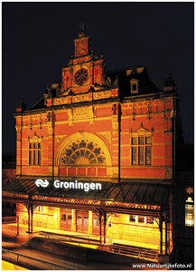 ansichtkaart Centraal Station Groningen, postcard Central Station Groningen, Postkarte Hauptbahnhof Groningen