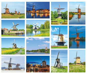 ansichtkaarten molens - set van 14 kaarten met molenmotief