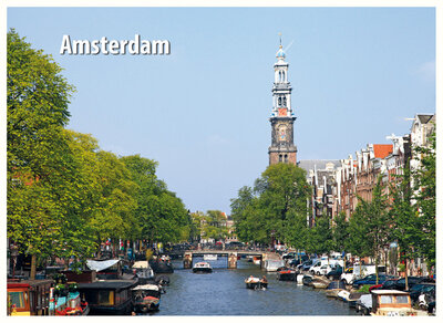 Ansichtkaarten Amsterdam | ansichtkaart Prinsengracht en Westerkerk