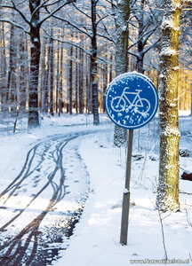 ansichtkaart fietspad in de winter