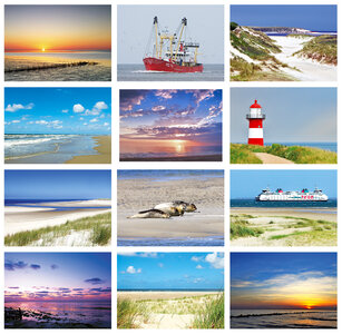 kaarten set strand en zee - Postcard set beach and sea - Postkarten Set Strand und Meer